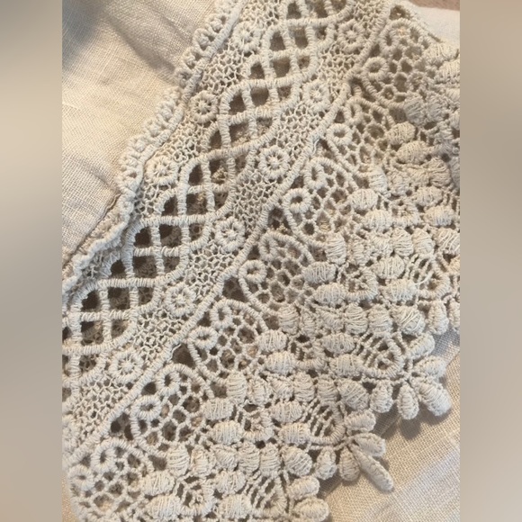 Stella Rosa Beige Linen Dress with Crocheted sleeves and bottom, Small - Picture 9 of 9